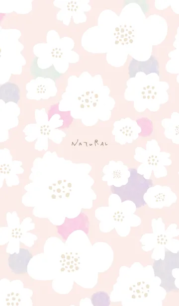 [LINE着せ替え] 白いお花と水玉 ピンク4の画像1