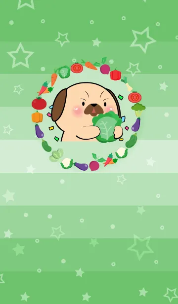 [LINE着せ替え] Simple Pug Dog With Vegetable Theme (JP)の画像1