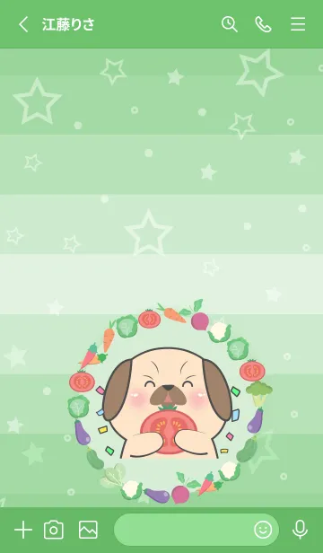 [LINE着せ替え] Simple Pug Dog With Vegetable Theme (JP)の画像2