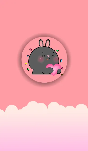 [LINE着せ替え] Simple Black Rabbit Love Pink Color (JP)の画像1