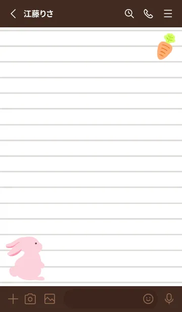[LINE着せ替え] よこむきウサギのノート/チョコレート色の画像2