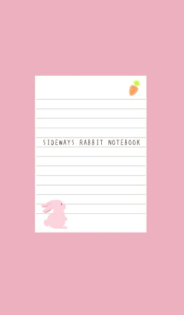 [LINE着せ替え] よこむきウサギのノート/ローズピンクの画像1