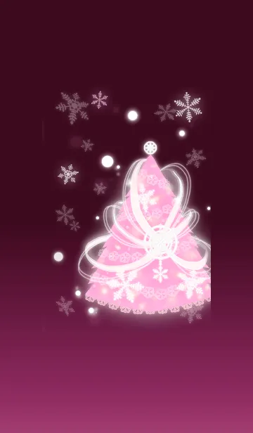 [LINE着せ替え] リボンクリスマスツリー（ピンク）の画像1