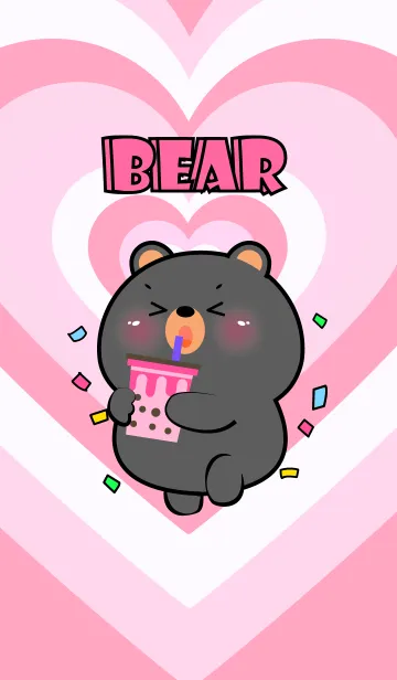[LINE着せ替え] Black Bear Like Pink Color Theme (JP)の画像1
