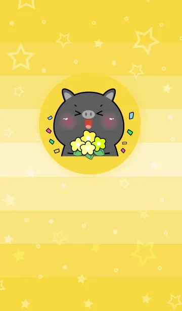 [LINE着せ替え] Black Pig Love Yellow Theme (JP)の画像1