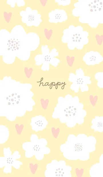 [LINE着せ替え] ハートと白い花12の画像1