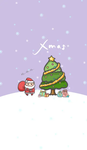 [LINE着せ替え] Happy Christmas Day J-Grey Purple (Pu4)の画像1