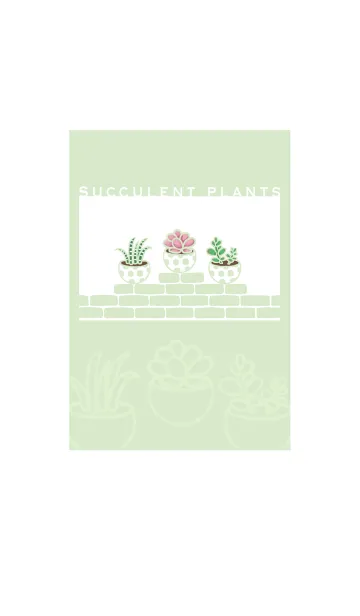 [LINE着せ替え] Succulents J-light gray green (bw3)の画像1