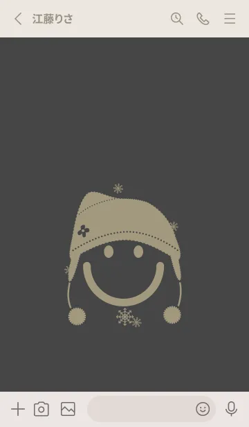 [LINE着せ替え] スマイル＆ニット帽 オリーブ茶の画像2