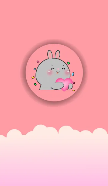 [LINE着せ替え] Simple Rabbit Love Pink Color (JP)の画像1