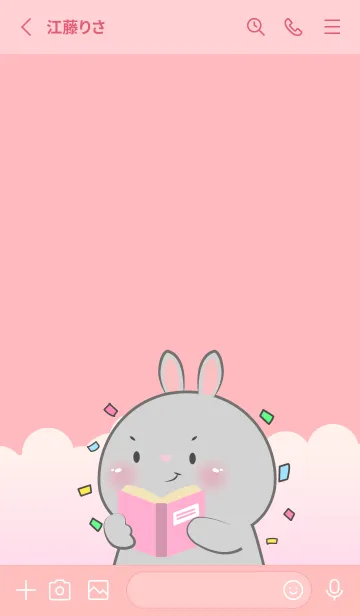 [LINE着せ替え] Simple Rabbit Love Pink Color (JP)の画像2