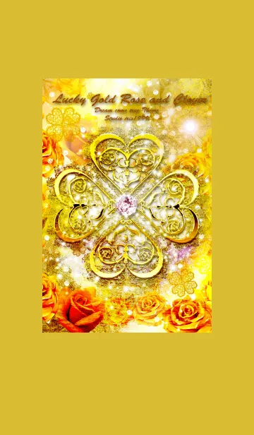 [LINE着せ替え] 運気を引き寄せるゴールドバラとクローバーの画像1