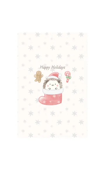 ハリネズミとクリスマス 2 ベージュの着せ替えメイン画像