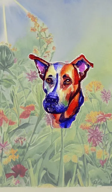 [LINE着せ替え] 水彩画の犬の背景の画像1