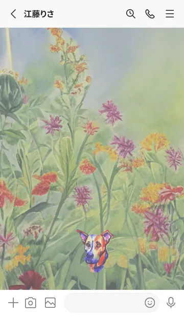 [LINE着せ替え] 水彩画の犬の背景の画像2