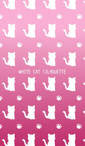 [LINE着せ替え] 幸せの白猫シルエット/赤色グラデーションの画像1