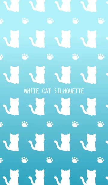 [LINE着せ替え] 幸せの白猫シルエット/水色グラデーションの画像1
