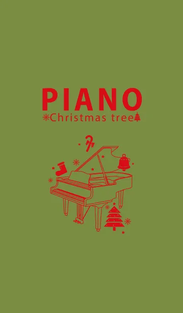 [LINE着せ替え] ピアノとクリスマスツリー 草色の画像1