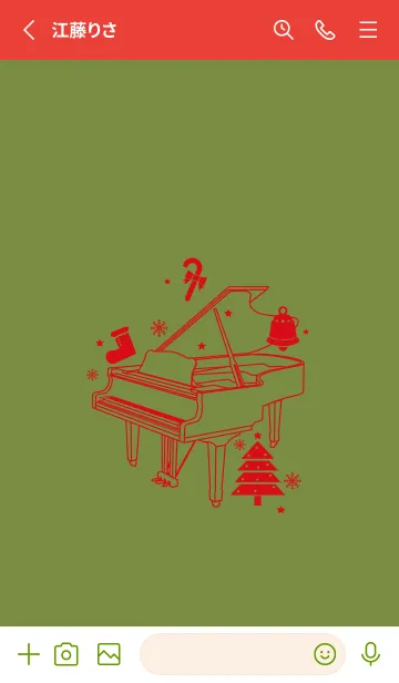[LINE着せ替え] ピアノとクリスマスツリー 草色の画像2