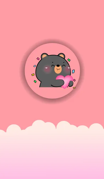 [LINE着せ替え] Simple Black  Bear Love Pink Color (JP)の画像1