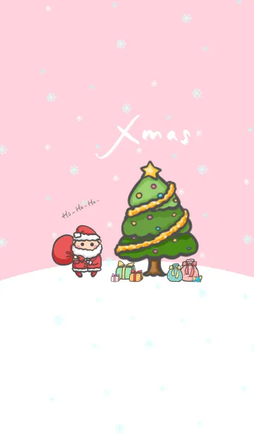 [LINE着せ替え] Happy Christmas Day J-LightAshPink (Pi3)の画像1