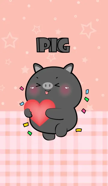 [LINE着せ替え] I Love U Cute Black Pig Theme (JP)の画像1