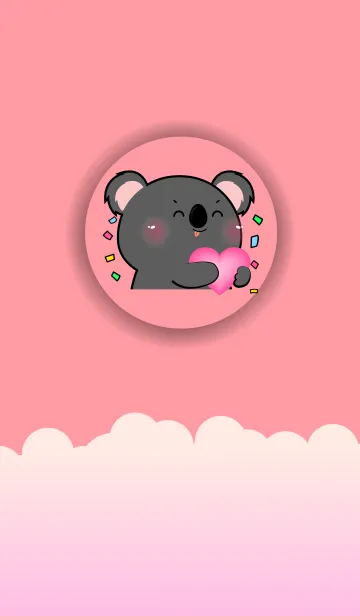[LINE着せ替え] Simple Black Koala Love Pink Color (JP)の画像1