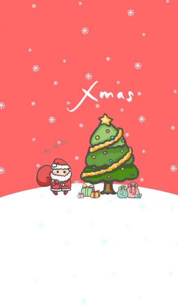 [LINE着せ替え] Happy Christmas Day J-Red (bw3)の画像1