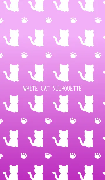 [LINE着せ替え] 幸せの白猫シルエット/ピンクグラデの画像1