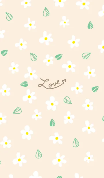 [LINE着せ替え] かわいい白い花と葉っぱ14の画像1