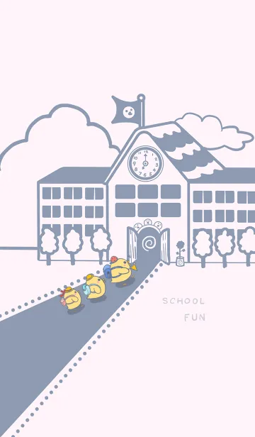 [LINE着せ替え] Yellow Duck School fun-gray blue (Pi1)の画像1