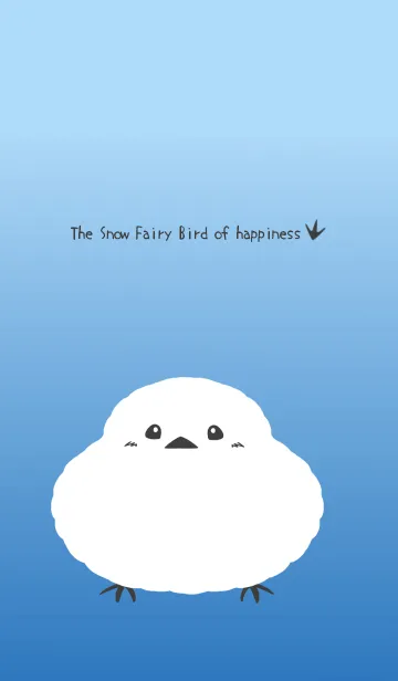 [LINE着せ替え] 幸せのシマエナガ/ブルーグラデーション/黒の画像1