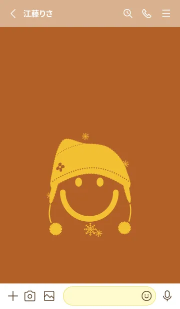 [LINE着せ替え] スマイル＆ニット帽 Old goldの画像2