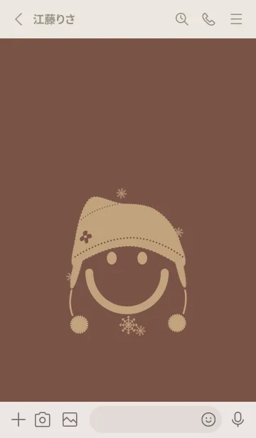 [LINE着せ替え] スマイル＆ニット帽 コーヒーブラウンの画像2