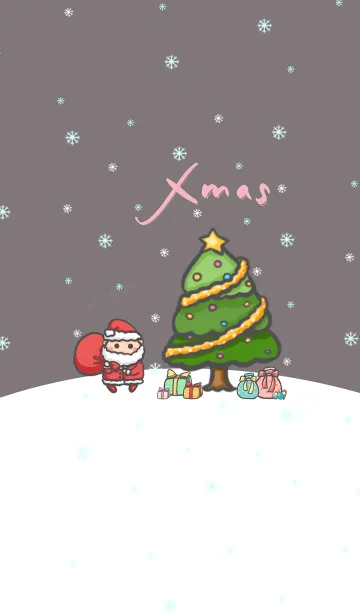 [LINE着せ替え] Happy Christmas day J-Grey Pink (Pi5)の画像1