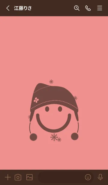 [LINE着せ替え] スマイル＆ニット帽 薄紅の画像2