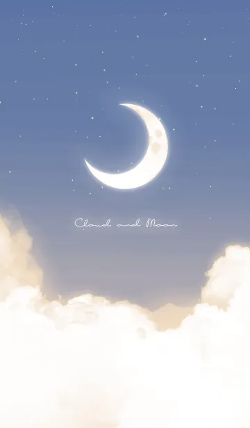[LINE着せ替え] 雲と三日月 - ブルー 06の画像1