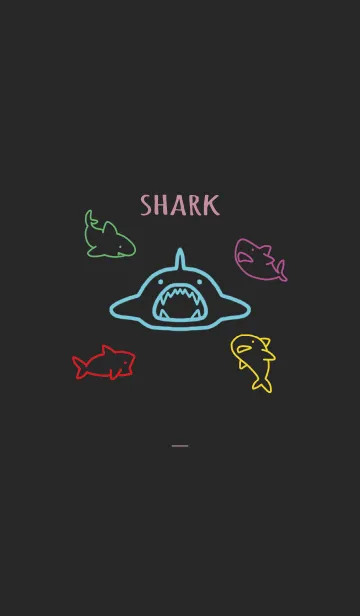 [LINE着せ替え] 黒とピンク : カラフルなサメの画像1