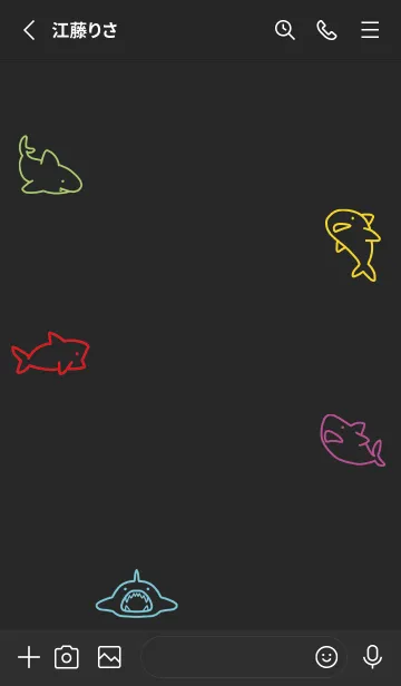 [LINE着せ替え] 黒と黄色 : カラフルなサメの画像2