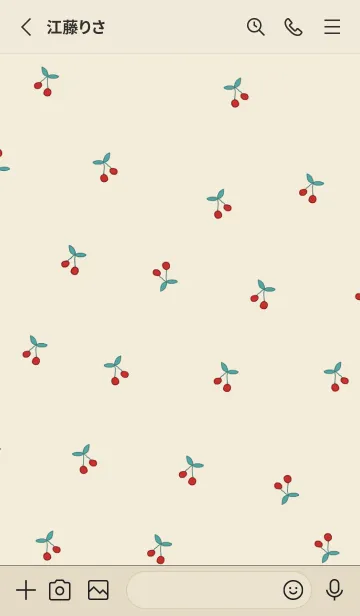 [LINE着せ替え] cherry_pattern #beige redの画像2