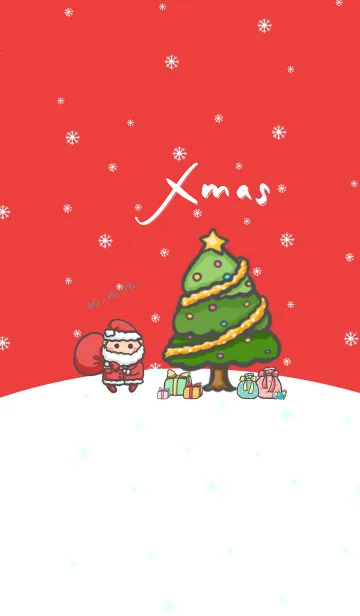 [LINE着せ替え] Happy Christmas Day J-Red (bw1)の画像1