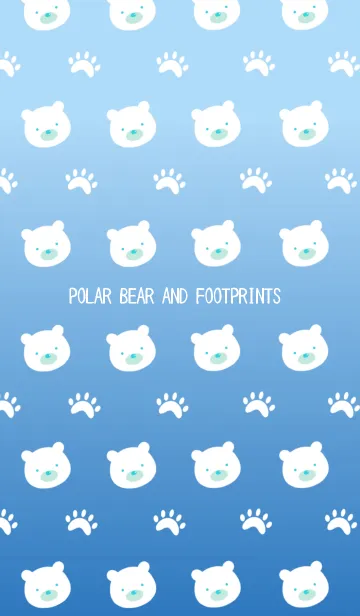 [LINE着せ替え] しろくまと足跡の着せかえ/青色グラデの画像1