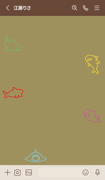 [LINE着せ替え] 茶色 : カラフルなサメの画像2