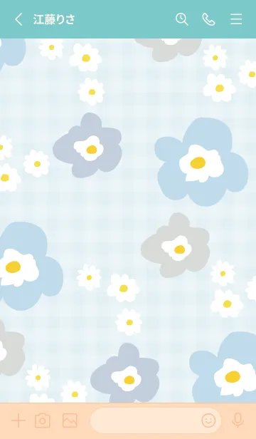 [LINE着せ替え] かわいい 北欧風 お花 チェック2の画像2