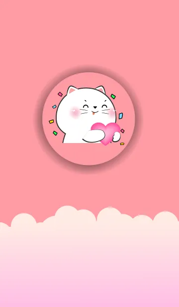 [LINE着せ替え] Simple White Cat Love Pink Color (JP)の画像1
