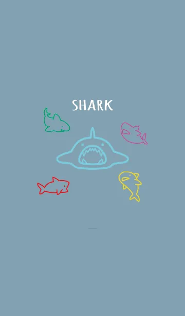 [LINE着せ替え] ベージュと青 : カラフルなサメの画像1