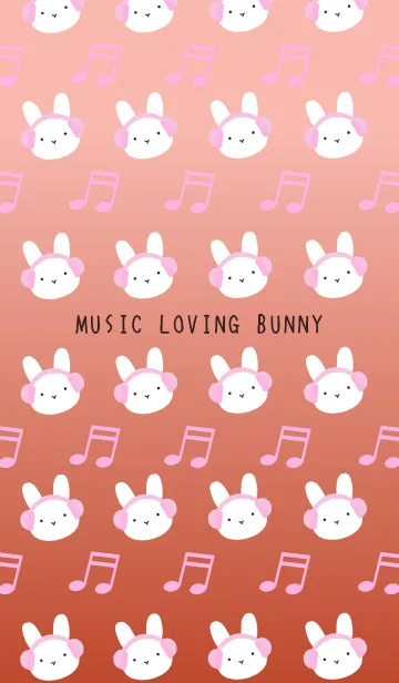 [LINE着せ替え] うさぎと音符の着せかえ/朱色グラデの画像1