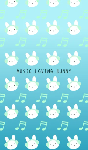 [LINE着せ替え] うさぎと音符/ライトブルーグラデの画像1