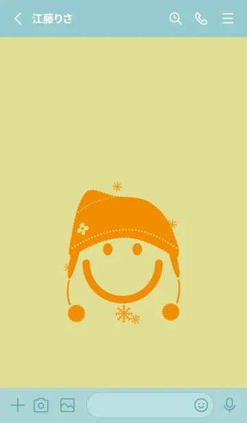 [LINE着せ替え] スマイル＆ニット帽 メロンイエローの画像2
