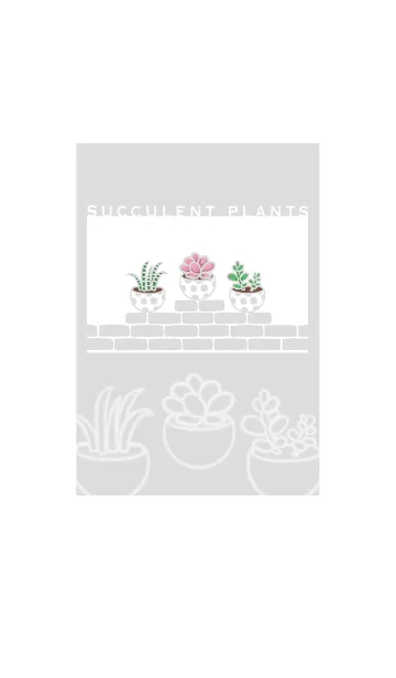 [LINE着せ替え] Succulents J-light gray (bw3)の画像1